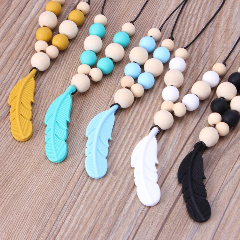 Baby Infant Silicone Feather Jewelry Teething Necklace Baby Nursing Chewing Toys