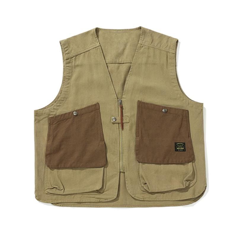 

Мужской повседневный жилет без рукавов в японском стиле: Свободный жилет в стиле ретро с V-образным вырезом на лето 3XL [Recommended 150-170 lbs]