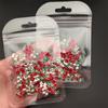 10 pezzi in lega 3D con strass lucidi, rosso ciliegia metallizzato, nail art deco, mini accessori glamour per nail art ZH