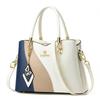 Autumn and Winter New Color Blocking Handbag, Large Capacity Soft Leather Mother Bag, Middle-aged Shoulder Bag