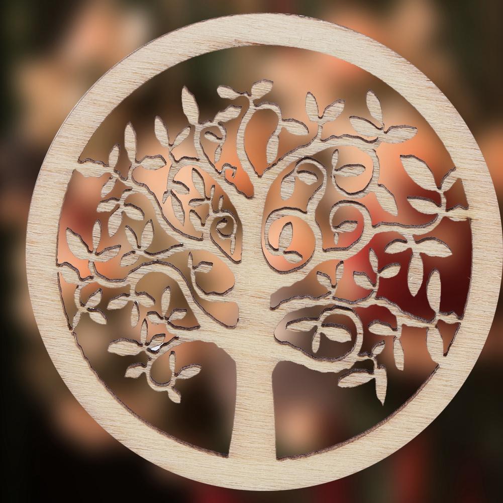 10PCS Round Tree Pattern Wood Craft Handwork Scrapbooking Home Decoration