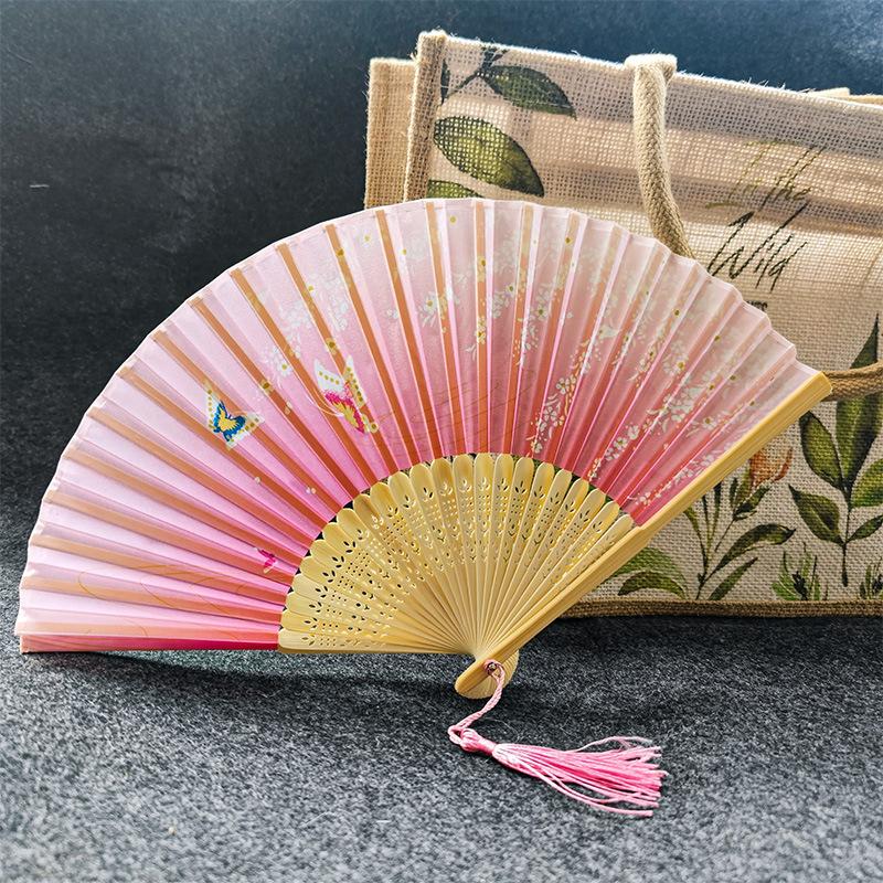 1pc Bamboo Hand Fan Multi-colored Foldable Vintage Chinese Style Home Decor Handheld Folding Fan for Church Wedding Party Gifts