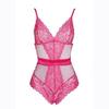 Women's Lace Mesh Bodysuit Lingerie One Piece Sheer Floral Pattern Teddy Adjustable Straps Stretch Fabric Intimate Apparel