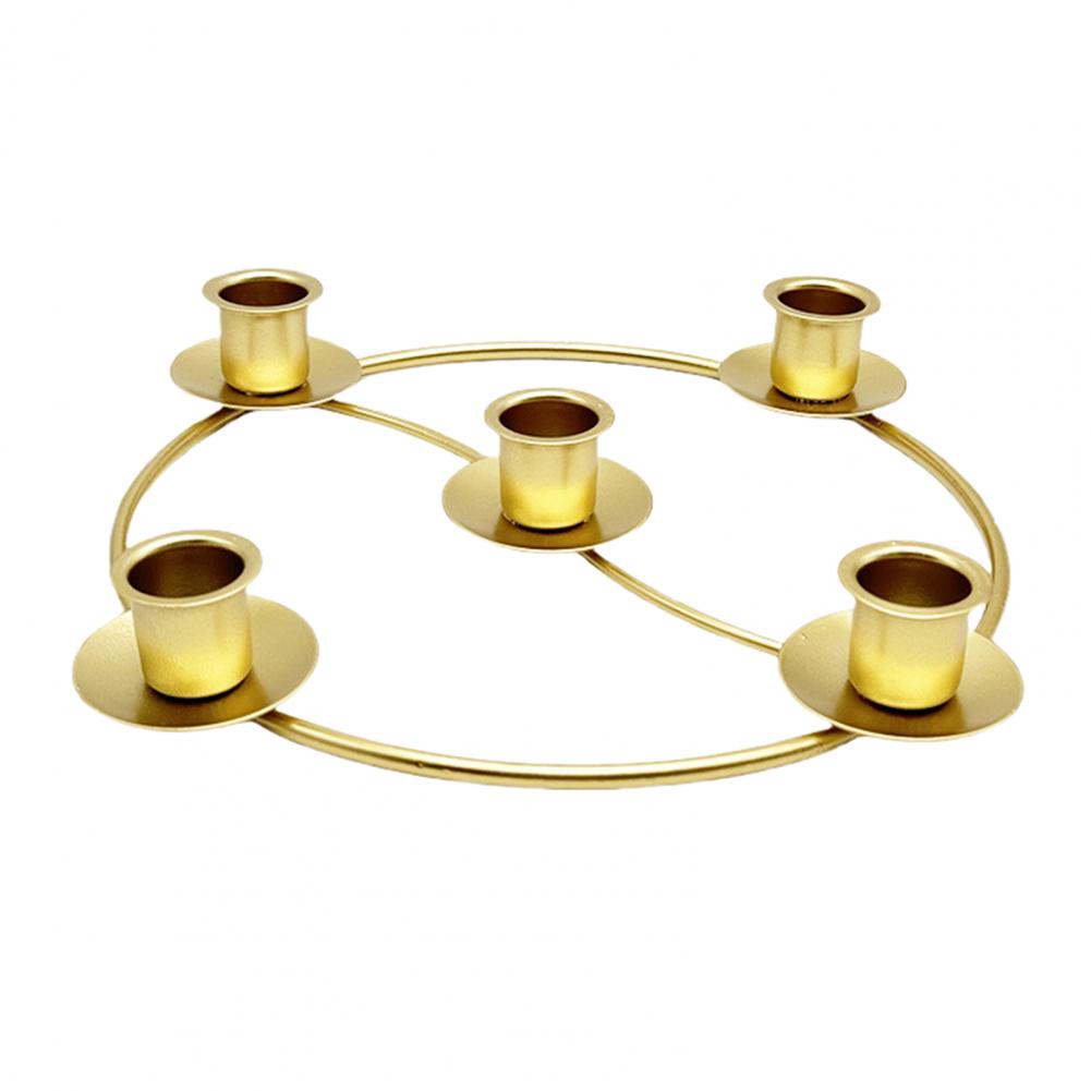 Metal Candle Holder Gold Metal Advent Wreath Candle Holder for 4/5 Taper Candles Christmas Candle Ring Windowsill Candles Holder