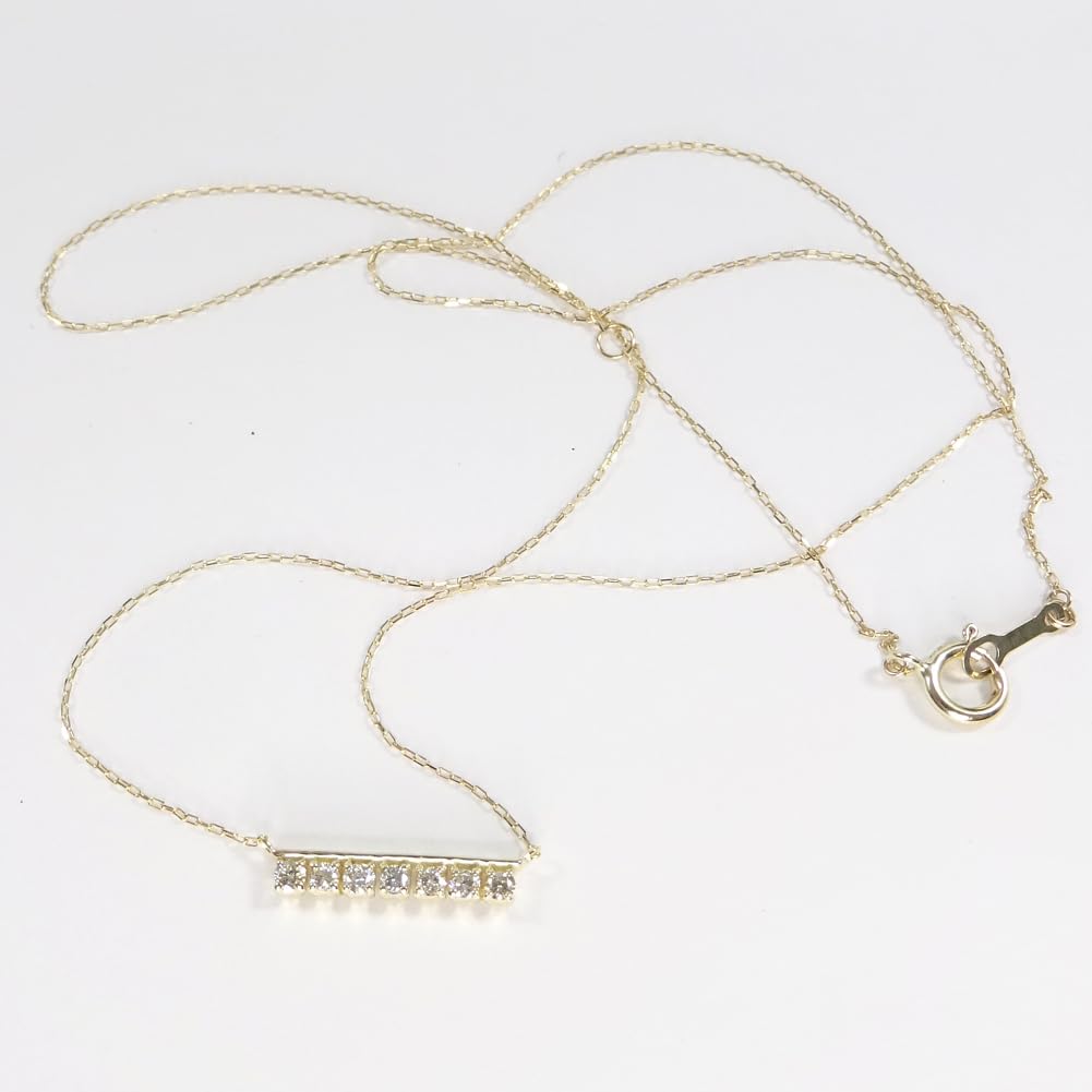 and My Jewelry K10 Diamond 10k Yellow 7 Diamond Pendant SI High Quality [Your Box] Necklace, Gold, Stones, Level, [April Birthstone] [Gift Wrapped]