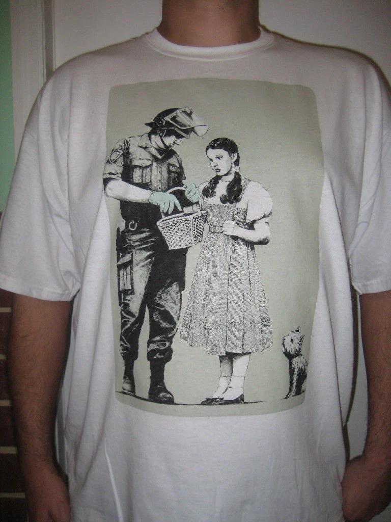 Banksy Dorothy Cop Search 100% Cotton T-shirt Mens Tees Top tee TSA Police State S