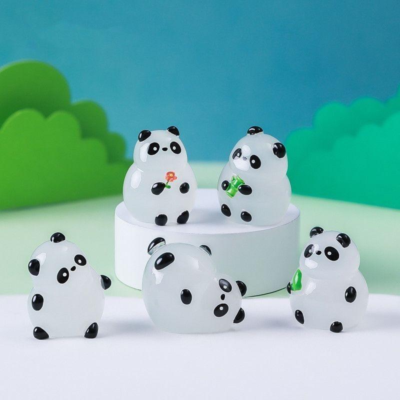 6Pcs/set Micro Landscape Luminous Panda Miniatures Glow In the Dark Ornaments Fairy Garden Decoration