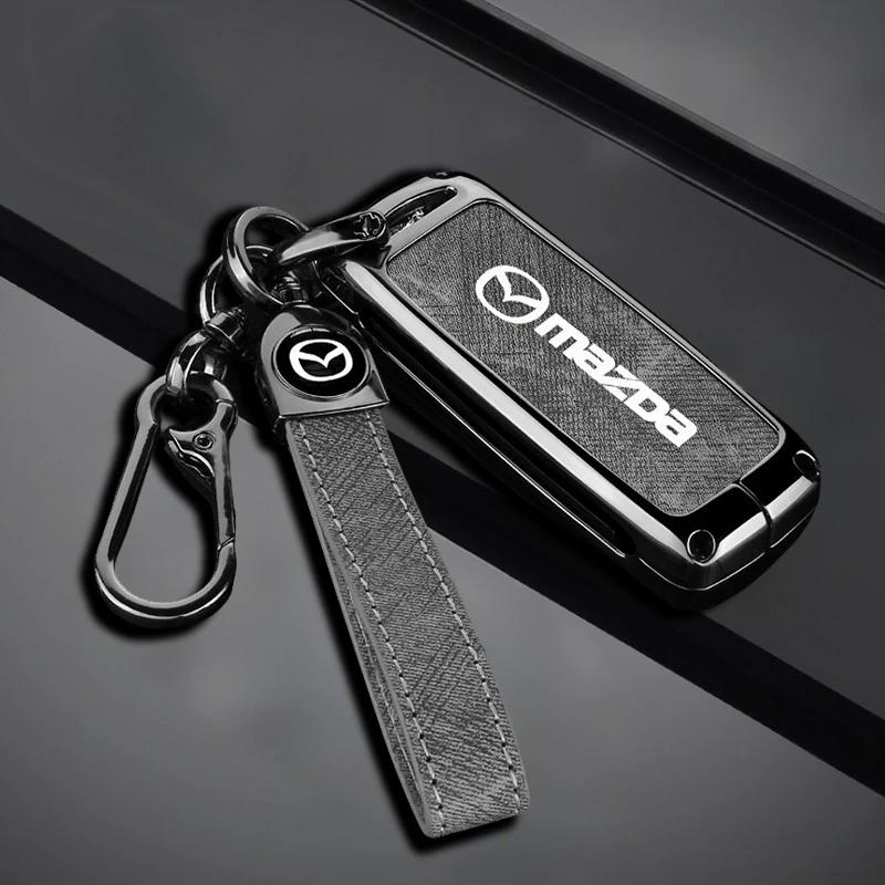 2025 Hot Vintage Wash Water Denim Car Key Case Cover For Mazda 2 3 5 6 Axela Atenza Demio CX-3 CX5 CX-7 CX-9 MX-5  2015-2019 Acc