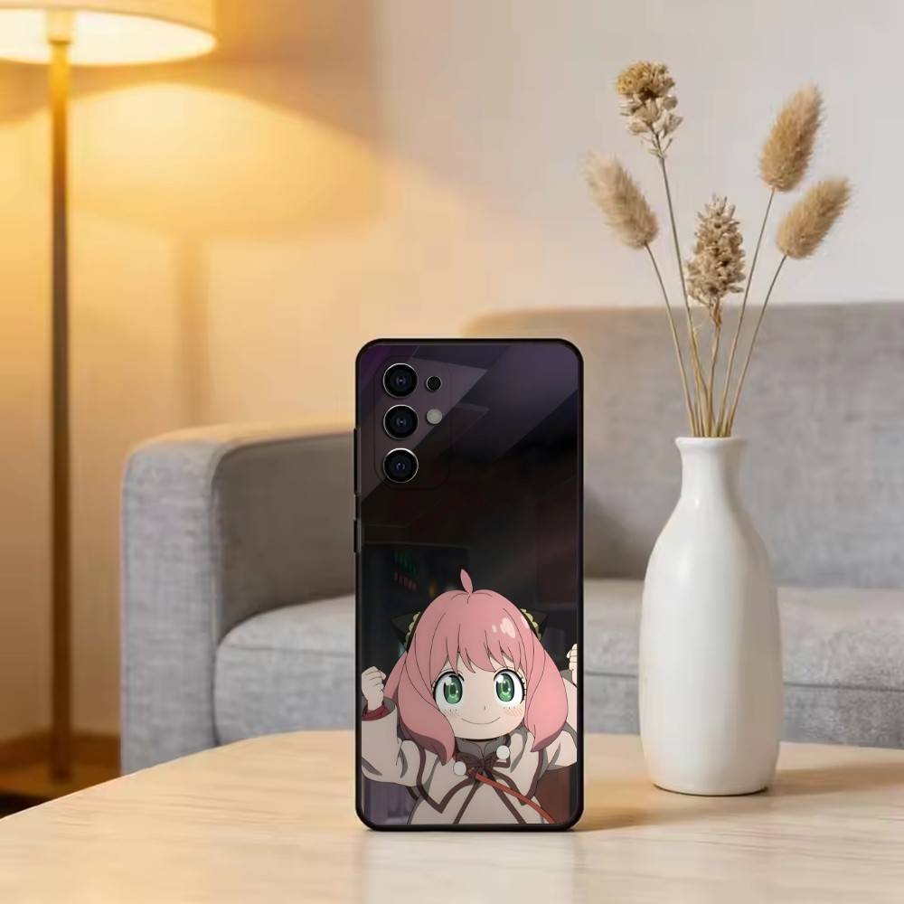 Cute Anya Forger Spy-Family Phone Case For Samsung S25,S24,S21,S22,S23,S30,Ultra,S20,Plus,Fe,Soft Silicone Black Cover