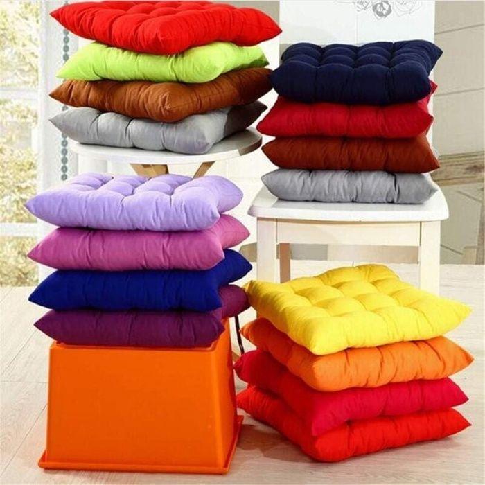 Coussins de chaises - AIMOONSA - Carré 40x40 - Capitonné 9/16 pts - Ensemble 6 pièces - Gris