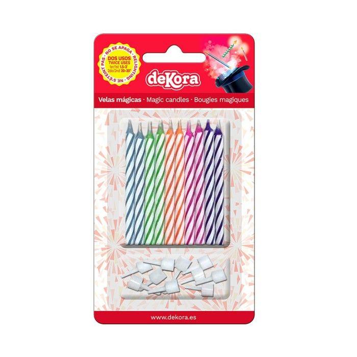 10 BOUGIES MAGIQUE BOBÈCHES ANNIVERSAIRE MULTI Multicolore