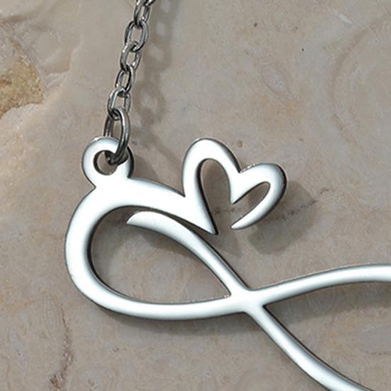 Women Necklace Number Eight Heart Pendant Adjustable Length Choker Necklace Hollow Non-fade Necklace Jewelry Accessory