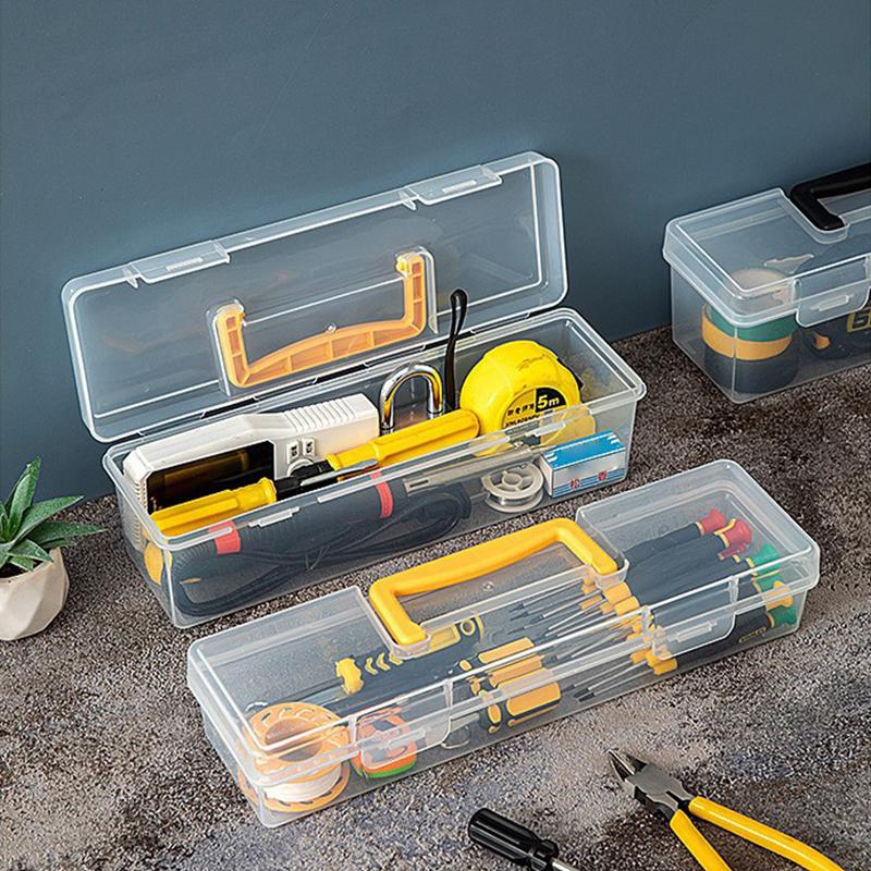 Transparent Handheld Toolbox Portable Large Capacity Thickened Plastic Hardware Tool Storage Box With Handle Tool Organizer Box
