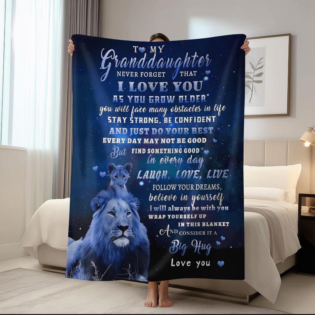 1Pc Grandpa Grandma Inspirational Quote Envelope Blanket For Granddaughter, Suitable For Sofas And Thanksgiving Gift Covers,