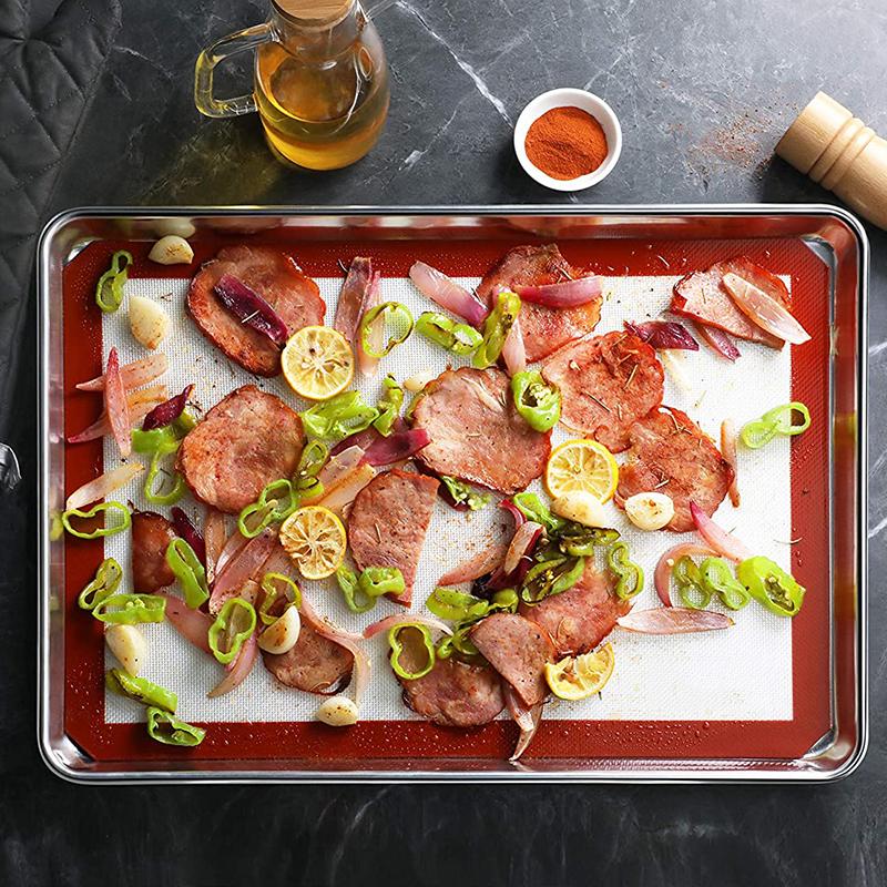 Silicone Baking Mats Cookie Pad Non-Stick Reusable Baking Tray Mats Sheet Set for Cookies Pastry Tools Batters Flour Fondant BBQ