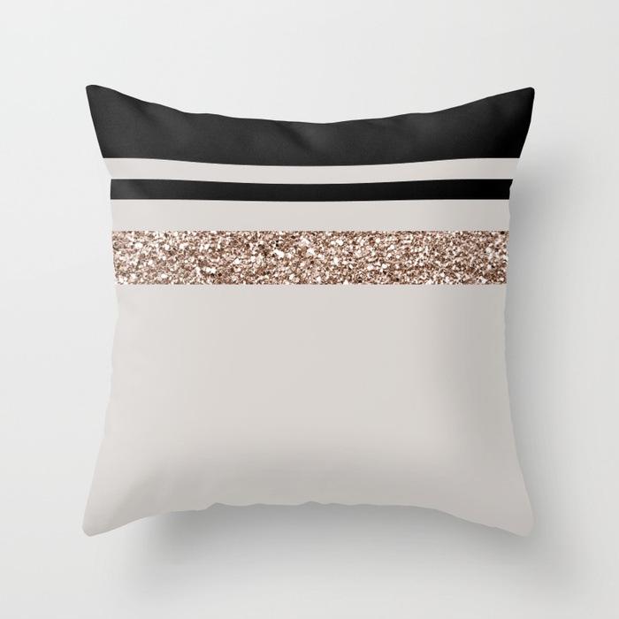 Fashionable and Simple Geometric Golden Peach Leather Velvet Pillow Case Car Sofa Cushion Pillow Backrest Lazy Man
