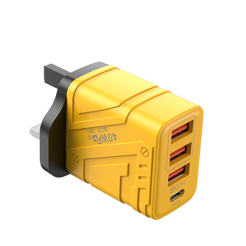 QGeeM 40W 3USB + Type C Phone Charger PD Quick Charging USB Type C Charger Adapter For Iphone Huawei Xiaomi