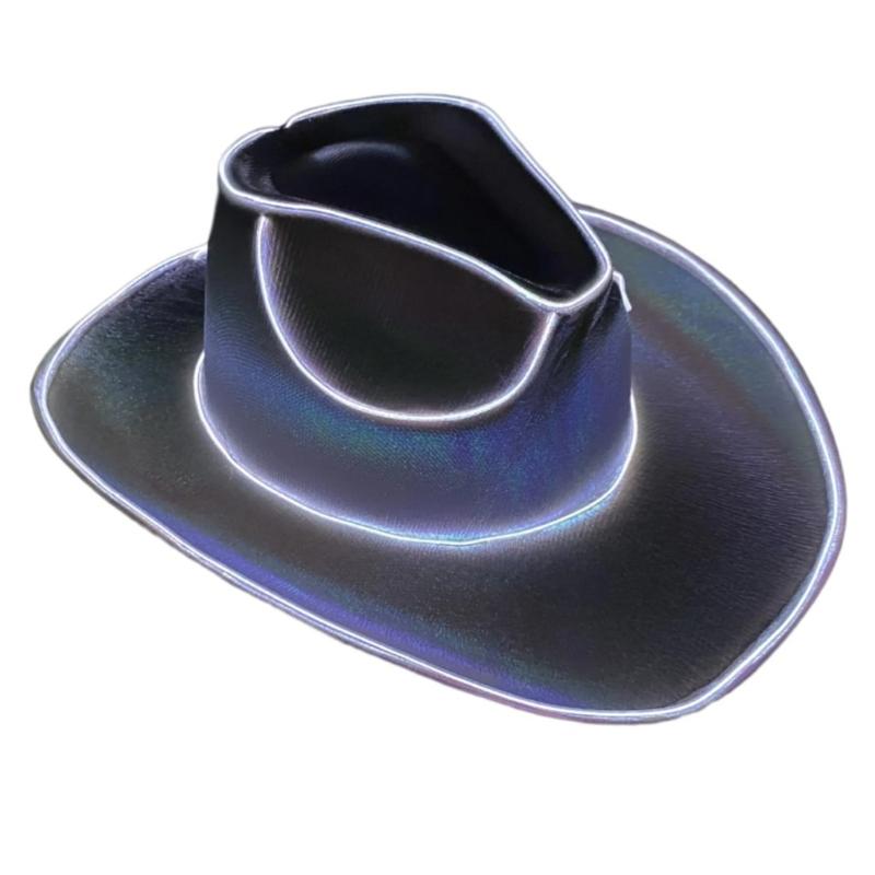 Western Hat Light Up LED Cowgirl Hat Party Hat Stage Costume Headwear