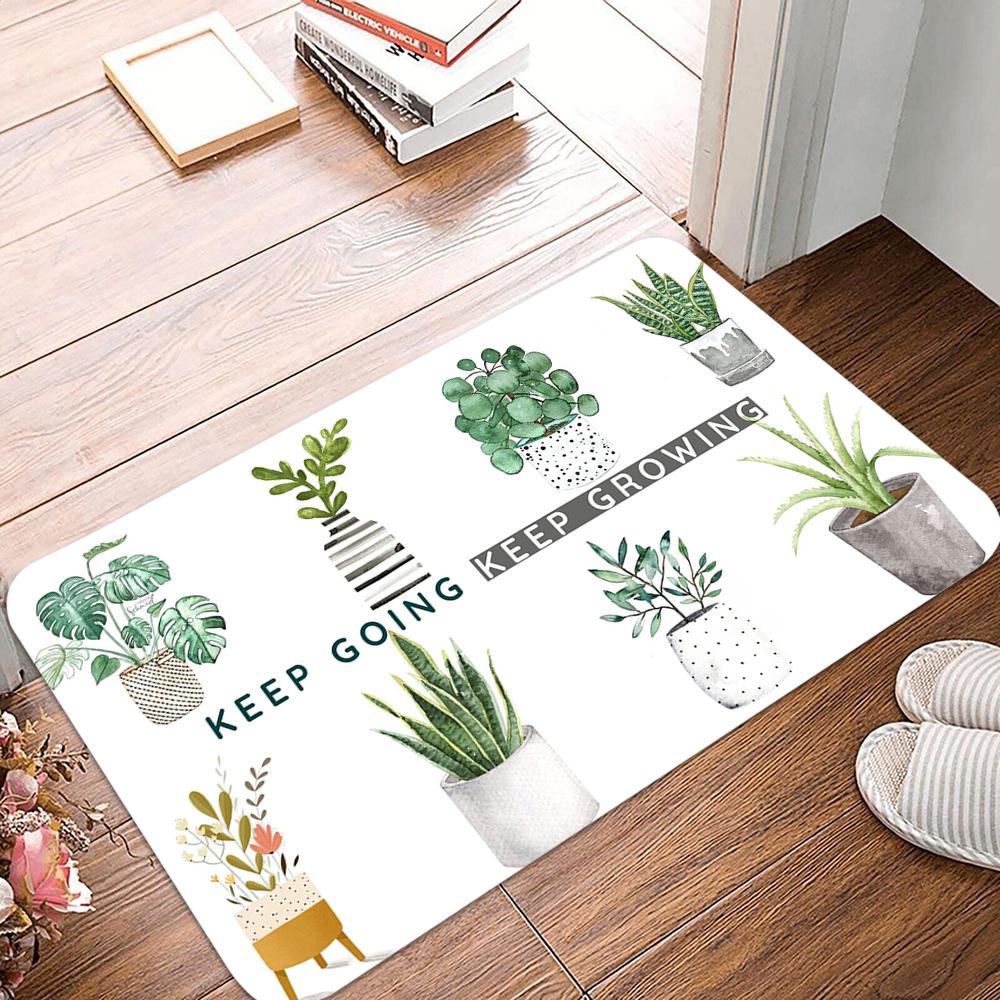 Non-slip Bedroom Corridor Living Room Entrance Door Mat Room Rug Washable Tropical Plant Pattern Welcome Mat Rug
