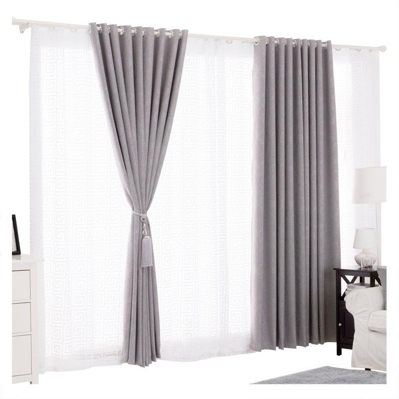Solid Color Thickened Living Room Shading Imitation Hemp Embossing Sound Insulation Sound Absorption Living Room Home Improvement Finished Curtain