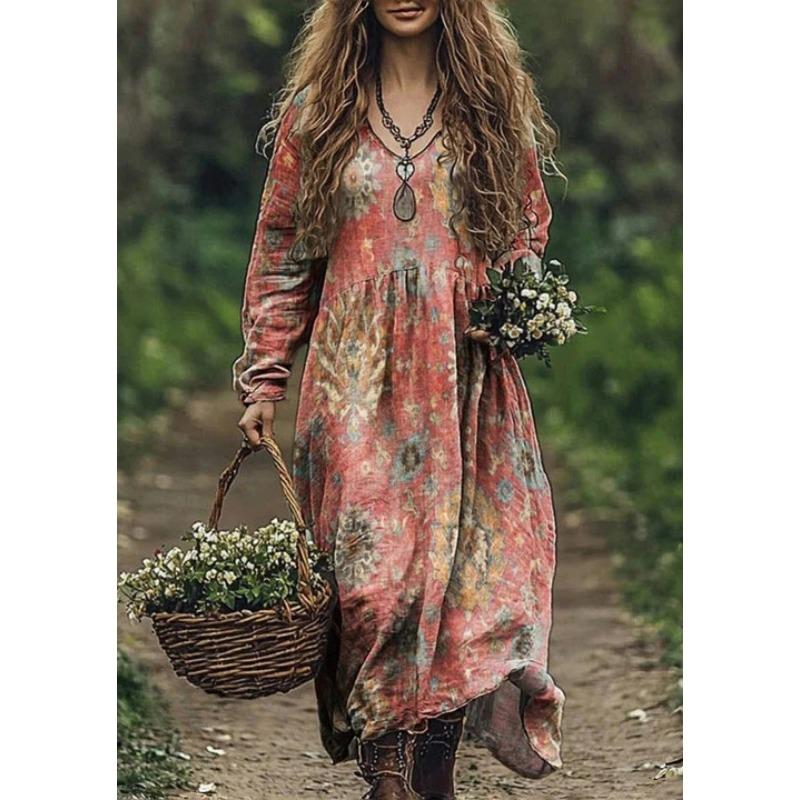 BITCED Fashion Autumn Winter Long Sleeve V-Neck Casual Dresses