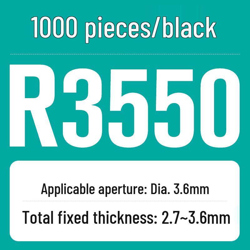 Nylon R-Type Snap-In Rivets & PC Fixing Buckles, Black & White, PA66 Plastic, R3.5