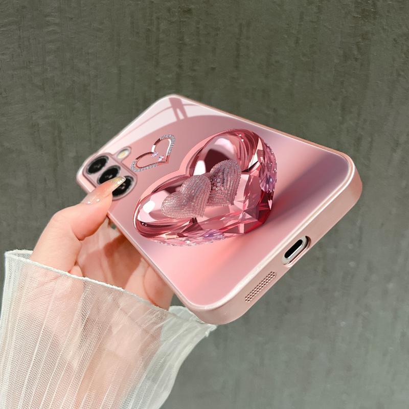 Shimmering Pink Heart Pattern Exquisite PhoneCase for Samsung Galaxy S26 S25 S24 S23 S22 S21 FE Ultra Plus women Built-in glass