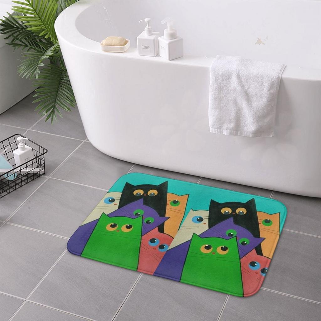 Art Cute Cat Kitten Anti-slip Doormat Floor Mat Washable Carpet Rug for Kitchen Entrance Home Bathroom Living Room Footpad Mats