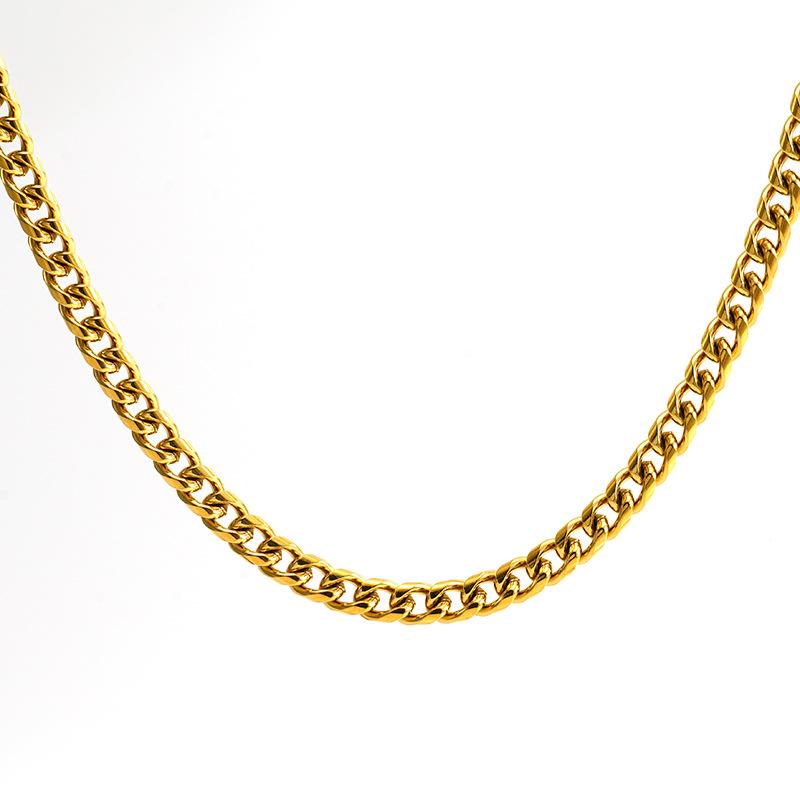 Men'S And Women'S Necklaces Hip-Hop Round Grinding Chains Vacuum Electroplated Gold Titanium Steel Jewelry Stainless Steel Necklaces