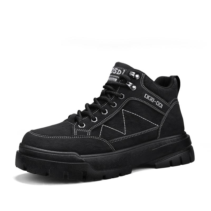 Mens High Top Boots Autumn Fashion Outdoor Anti Slip Casual Comfortable Work Boots Breathable Wear-Resistant Walking Shoes