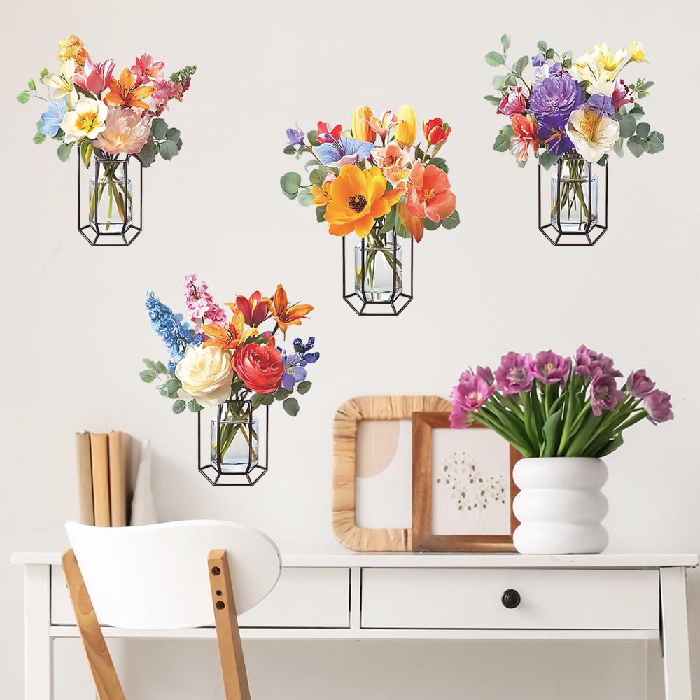 Vaso da Fiori Dipinto Creativo per la Decorazione del Soggiorno e dello Studio, Adesivi per Embellire la Superficie