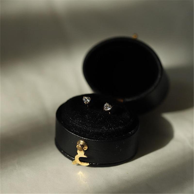925 Sterling Silver Plated 14K Gold Mini Zircon Heart StudEarrings for Women Student Korean Everyday Versatile Jewelry