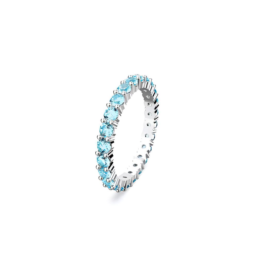 Swarovski Matrix Fashion Round Cut Rhodium Plated Ring Women ring Blue 5658671