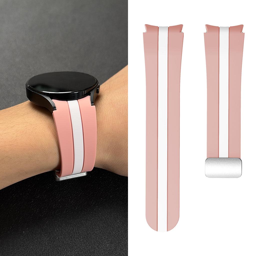 Two-Tone Vertical Stripe Silicone Strap with Magnetic Clasp for Samsung Watch4/5/6/7/FE 40/44mm Sports Watch Strap