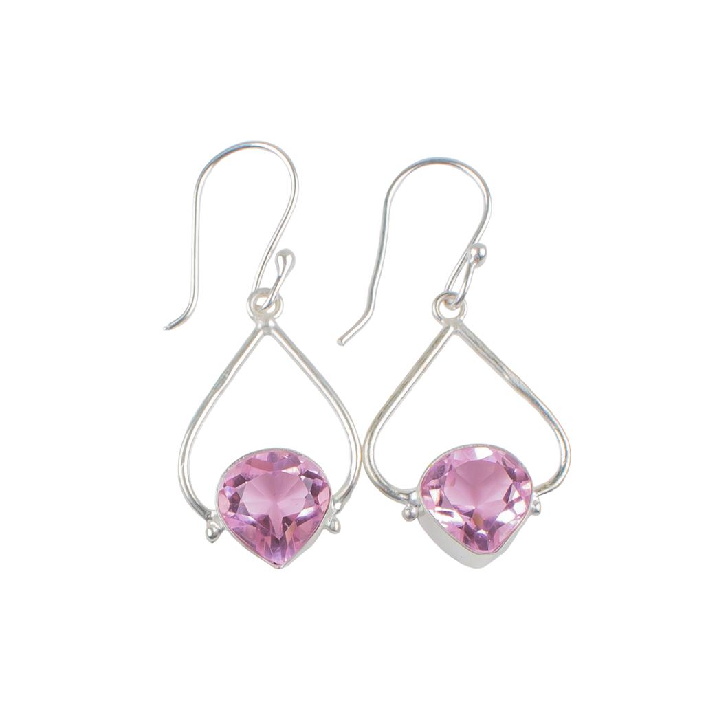Piedra Preciosa Morganita Plata de Ley 925 Pendientes de Joyería Moderna Para Regalo Para Mamá EE-33-11