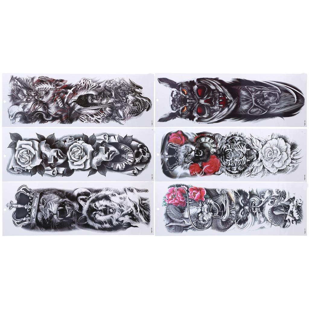 6 Listů Tetovací Nálepka na Celou Ruku Muži Ženy Vodotěsná Párty Módní Dočasná Tetovací Nálepka