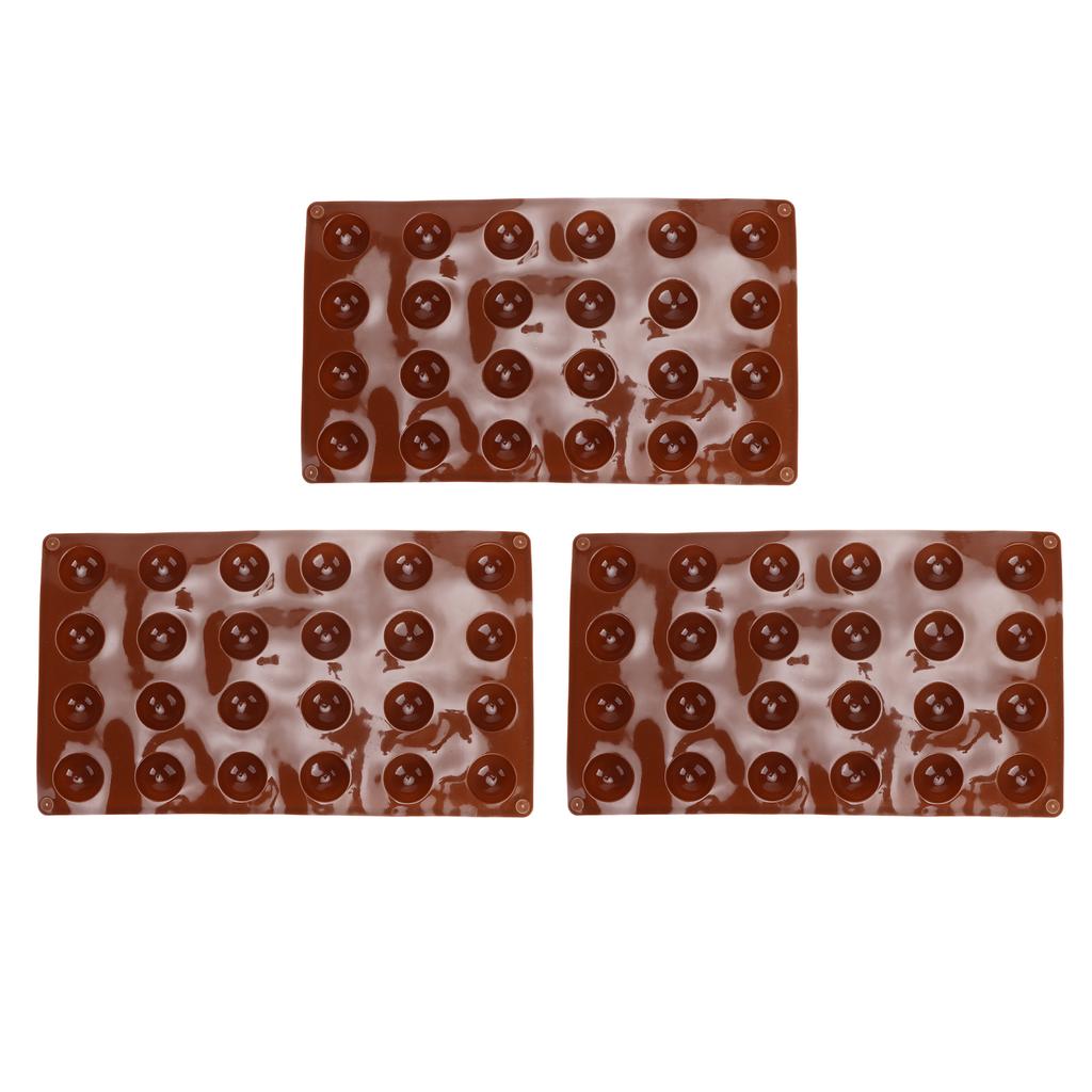 3 Stück Silikonform 24-Loch Weiche Halbkugel Backform für Schokolade Gelee Mousse Seife