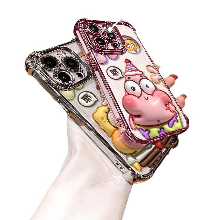 Applicable to Apple 11 mobile phone case 11promax Huawei pura11 advanced nova11 airbag electroplating SpongeBob SquarePants