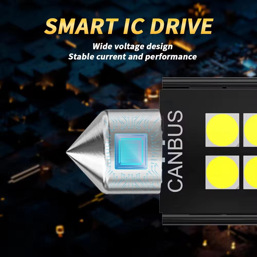2/10 SZTUK 31/36/39/41 MM C5W Festoon Żarówka LED Canbus 30306SMD 6500K 600LM Biała Oświetlenie Wnętrza Samochodu Kopuła Mapy Bagażnik Tablica Rejestracyjna