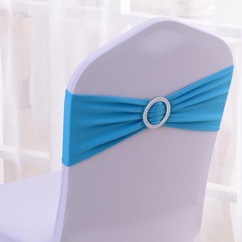 Wedding Decoration Birthday Party Chair Cover Elastic Hoop Bow Tie Elastic Fabric with Circular Buckle Suitable for All Banquet Chairs in The Hotel