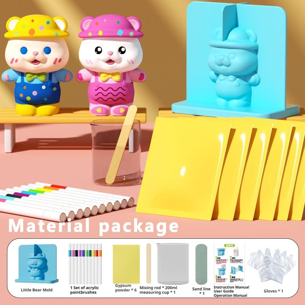 Plaster Graffiti Set DIY Creative Painting Gypsum Powder Craft Kit Children Kids Toys Molds Paints Tools Art Activity Gift