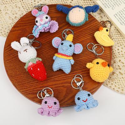 Kreativer Tier Schlüsselanhänger Handgestrickter Kleiner Anhänger Raumdekoration Handgemacht Wolle Gestrickt Hase Schaf Schlüsselanhänger Weihnachtsgeschenke