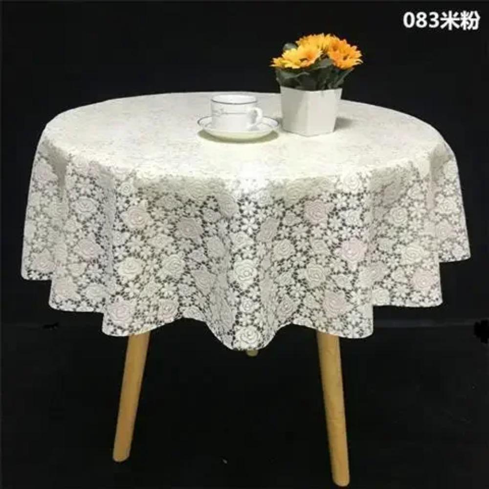 Pvc Desk Mat Printed Dustproof Table Cover Round Lace Table Waterproof Oil Resistant Scald Resistant Round Tablecloth
