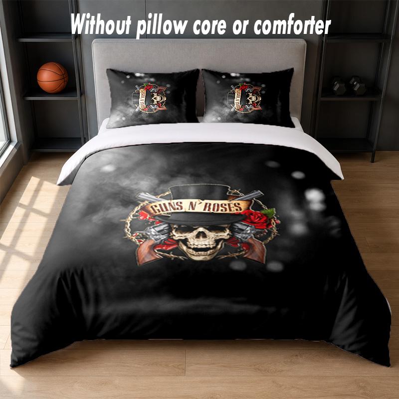 Guns N’ Roses Design Bed Bedding Set 1 Duvet Cover + 2 Pillowcases Soft Breathable Household Bed Linens