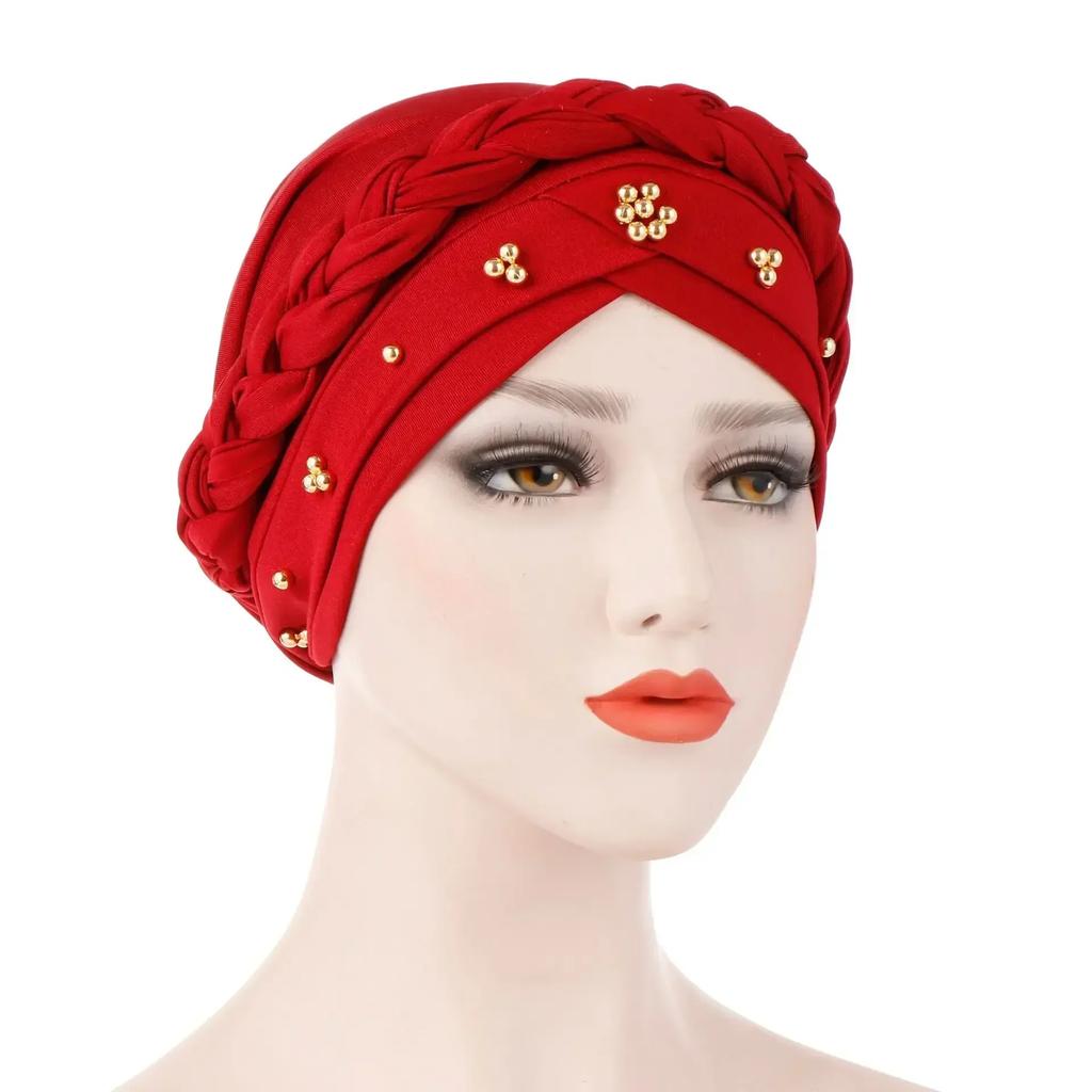 Velour Muslim Women Braid Hijab Turban Chemo Stretch Cap Hair Loss Hat Head Wrap Islamic Bonnet Headwear Beanie Cover
