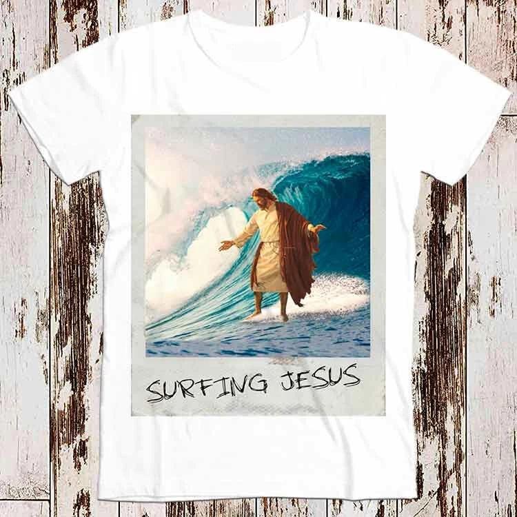 Surfing Jesus Funny T Shirt 8747 S