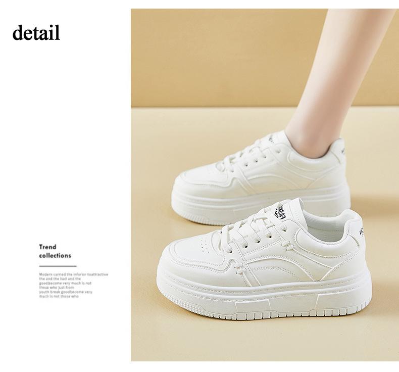 Chunky Platform Sneakers for Women Casual Non-Slip Walking Shoes Comfortable PU Leather Tennis Sneakers Women's Lace-Up Lightweight Athletic Shoes
