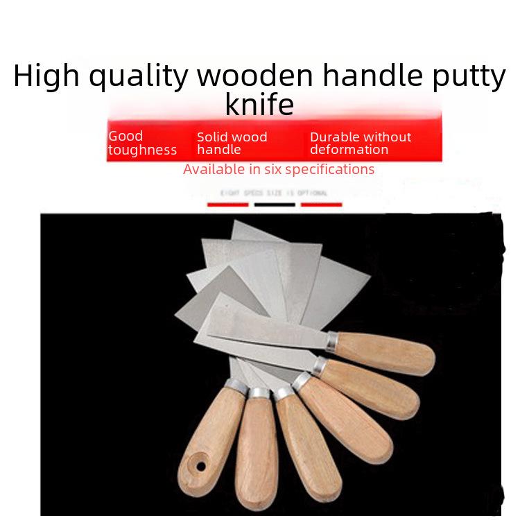 Wooden and Plastic Handle Multi-Purpose Scraper: Putty, Caulking, Plastering, Triangular, and Wall Scraper Knife
