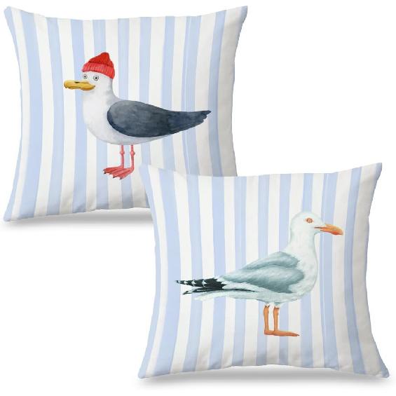 Abstract Oyster Coastal Beach Pillow Covers 18x18 Set of 2, Beachy Room Decor Aesthetic, Retro Coastal Ocean Oyster Shell Decorative Lumbar Pillow