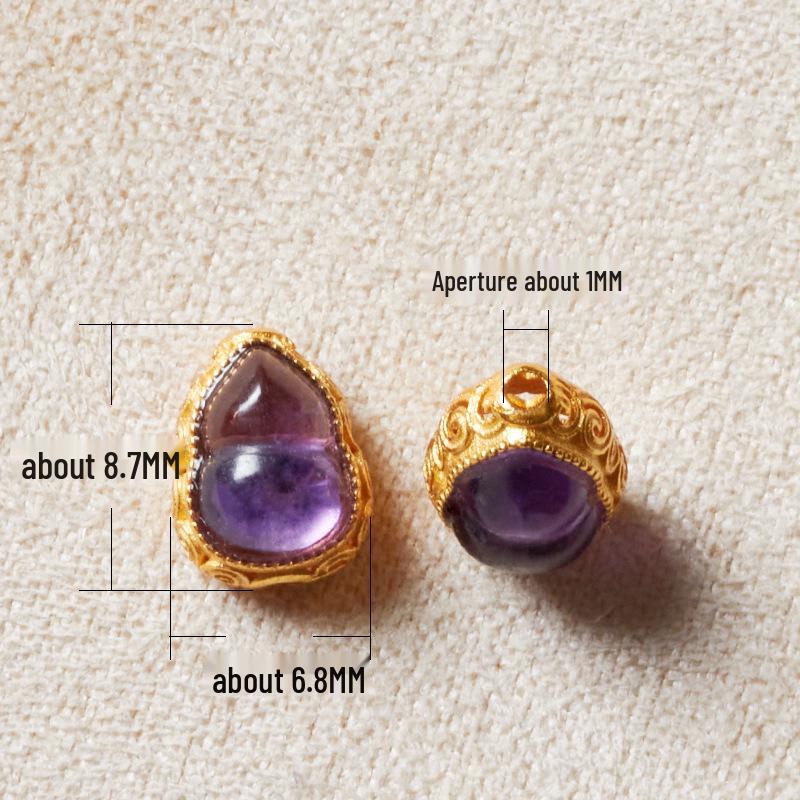 

Gold-Plated S925 Silver Accessories with Natural Amethyst Gourd Beads for DIY Bracelets and Necklaces